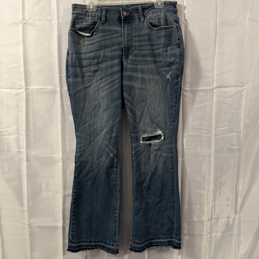Judy Blue Womens 14w (32x30) High Rise Tummy Control Bootcut Jeans Release Hem